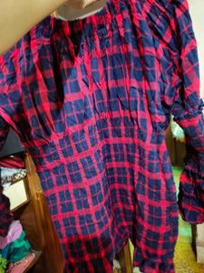 Checkered Flared Sleeve Top