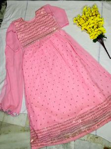 Elegant Pink Gown With Dupatta