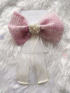 Pink Pearl Hair Bow Clip