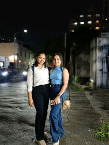 Blue Mock Neck Tank &amp; High-Waisted Jeans
