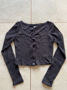 Black Long Sleeve Crop Top