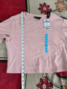 Pink Ribbed Long Sleeve Top