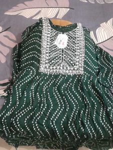 Green Bandhani Print Kurti