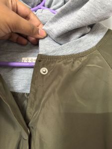 Olive Green Oversized Hooded Jacket