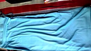 Sky Blue Silk Saree And Blouse With Underskirt