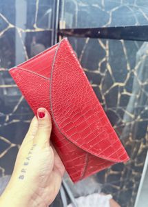 Red Croc Leather Wallet