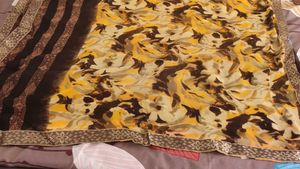 Brown Nd Yellow Soft Fabric Saree