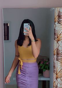 Mustard Backless Back Cross Top