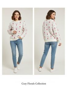 Floral Pattern Knit Sweater