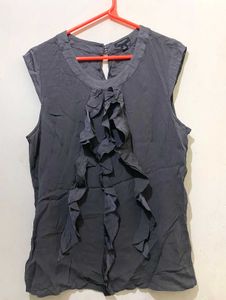 Gray Ruffle Top