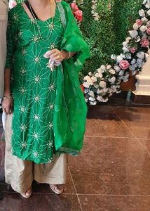 Green Pearl Suit With Dupatta