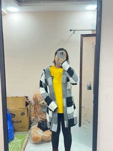 Checkered Knit Cardigan