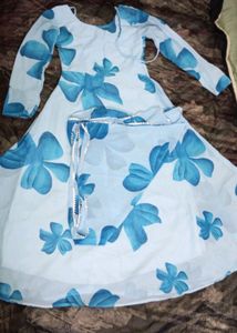 New/Unused Blue Georgette Gown With Dupatta