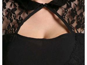 Black Lace Trim Mini Dress