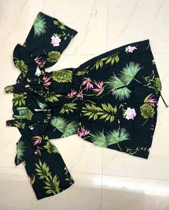 Floral Print Mesh Top Romper