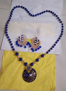 Statement Blue Beaded Necklace