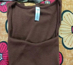 Brown Ribbed Top