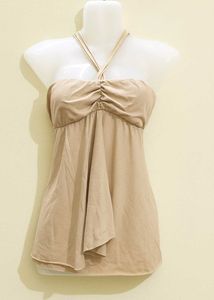 🎀Beige Flared Strap Top
