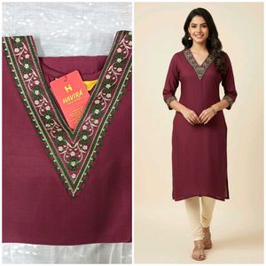 Elegant Maroon Embroidered Kurta