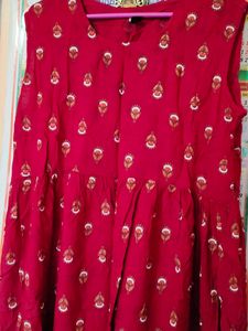 Red Printed Ethnic Dress