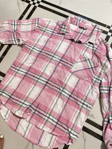 Pink Plaid Flannel Shirt