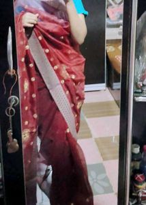 Maroon Embroidered Saree