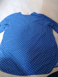 Blue Polka Dot Plus-Size Top