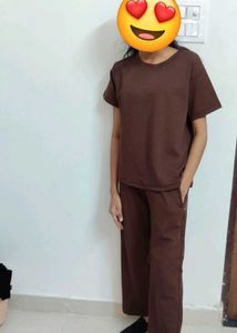 Brown T-shirt &amp; Trouser Set