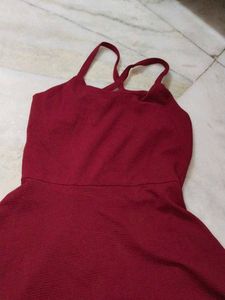 Burgundy Fit &amp; Flare Dress