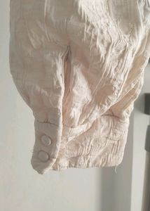 Zara Cream Long Puff Sleeve Top