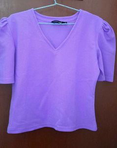 COMBO Yellow Gingham &amp; Purple Ribbed Crop Top