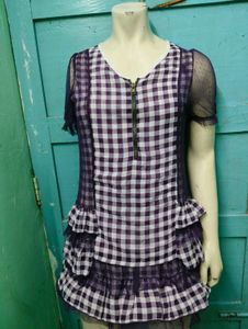 Purple Gingham Mini Dress