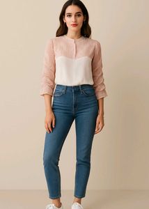 Peach &amp; White Stylish Top