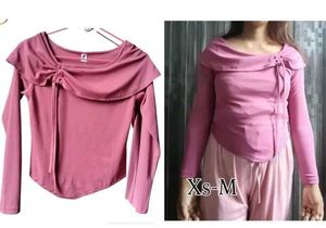 Pink Off-Shoulder Tie Top (XS-M)