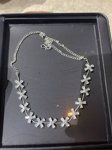 Silver Crystal Flower Necklace