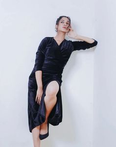Black Velvet Midi Dress
