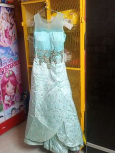 Mint Green &amp; Gold Floral Gown