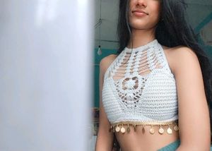 🤍🫶🏻Crochet Halter Beach Look Top