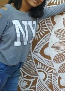 NY Graphic Cutout Sleeve Tee