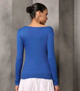 Chic Blue Cutout Long Sleeve Top