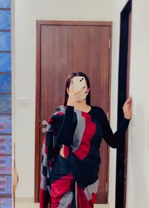 Elegant Red & Black Saree