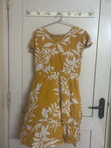 Floral Print Dress - Mustard Yellow