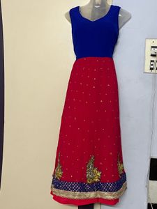 Pintrest Red &amp; Blue Embroidered Dress
