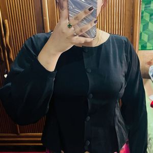 Black Button-Down Blouse