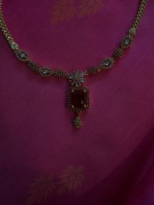 Elegant Gold-Tone &amp; Ruby Necklace