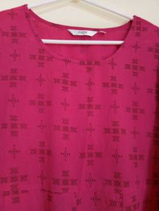 Pink Printed A line kurti-  XS Size