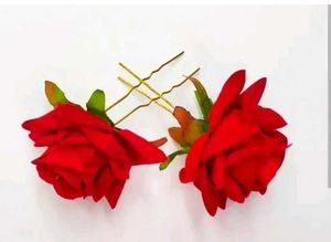 Red Rose Hair Pins (Set of 2)