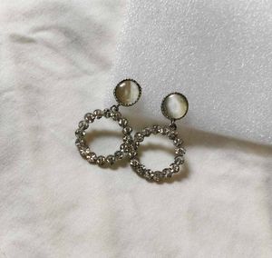 Grey Round Rhinestone Earrings