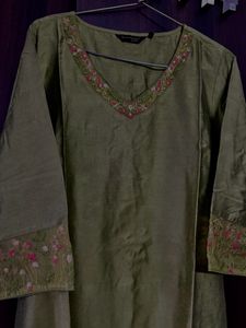 Melange Olive Kurta Set