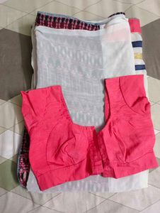 Saree with Pink Blouse Piece